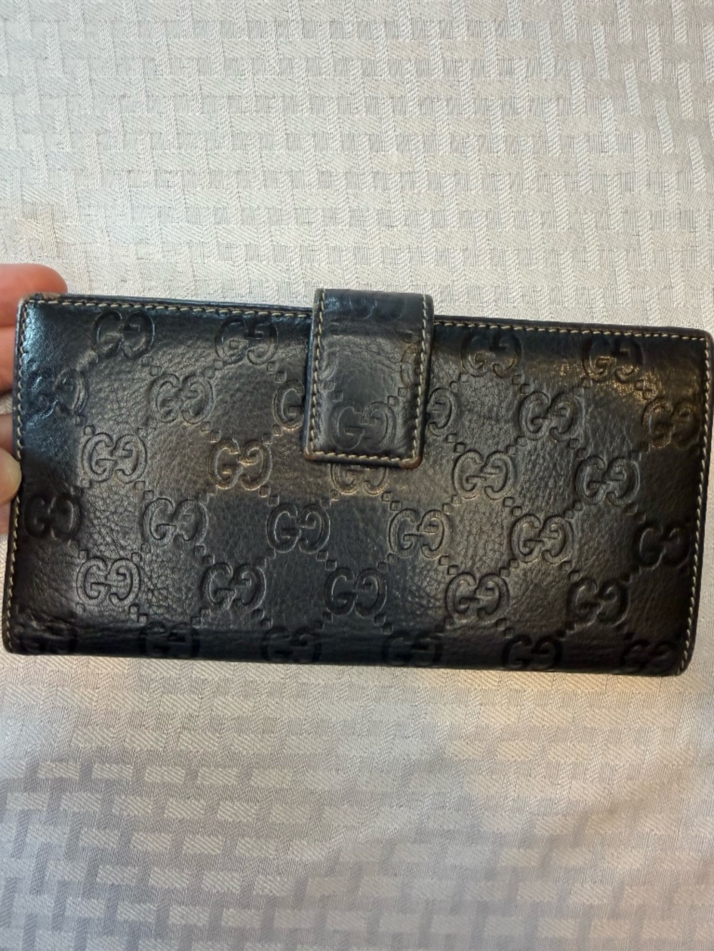 Gucci Black Guccissima GG Embossed Leather Continental Long Wallet